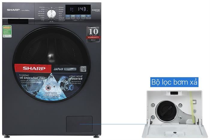 Máy giặt Sharp Inverter 9 kg ES-FM90CB-SB