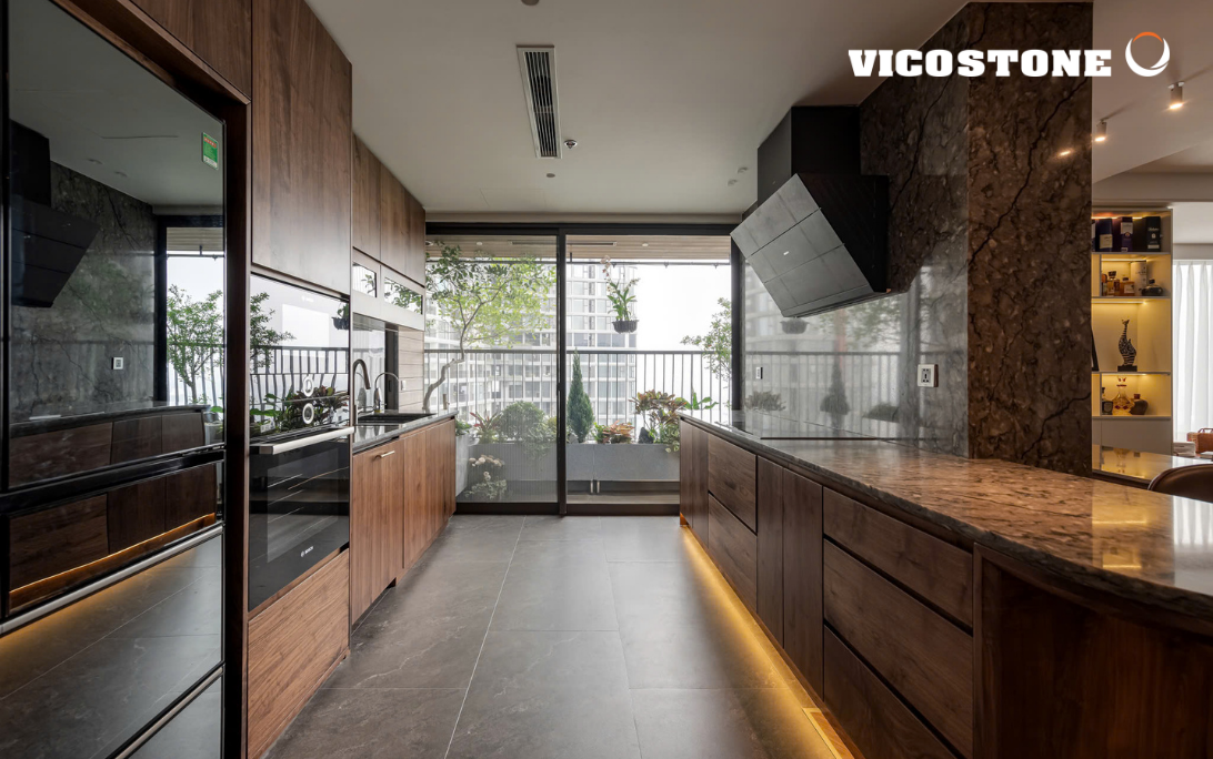 Ứng Dụng Đá Vicostone BQ8716 Tại Duplex Landmark Onsen Ecopark Hưng Yên