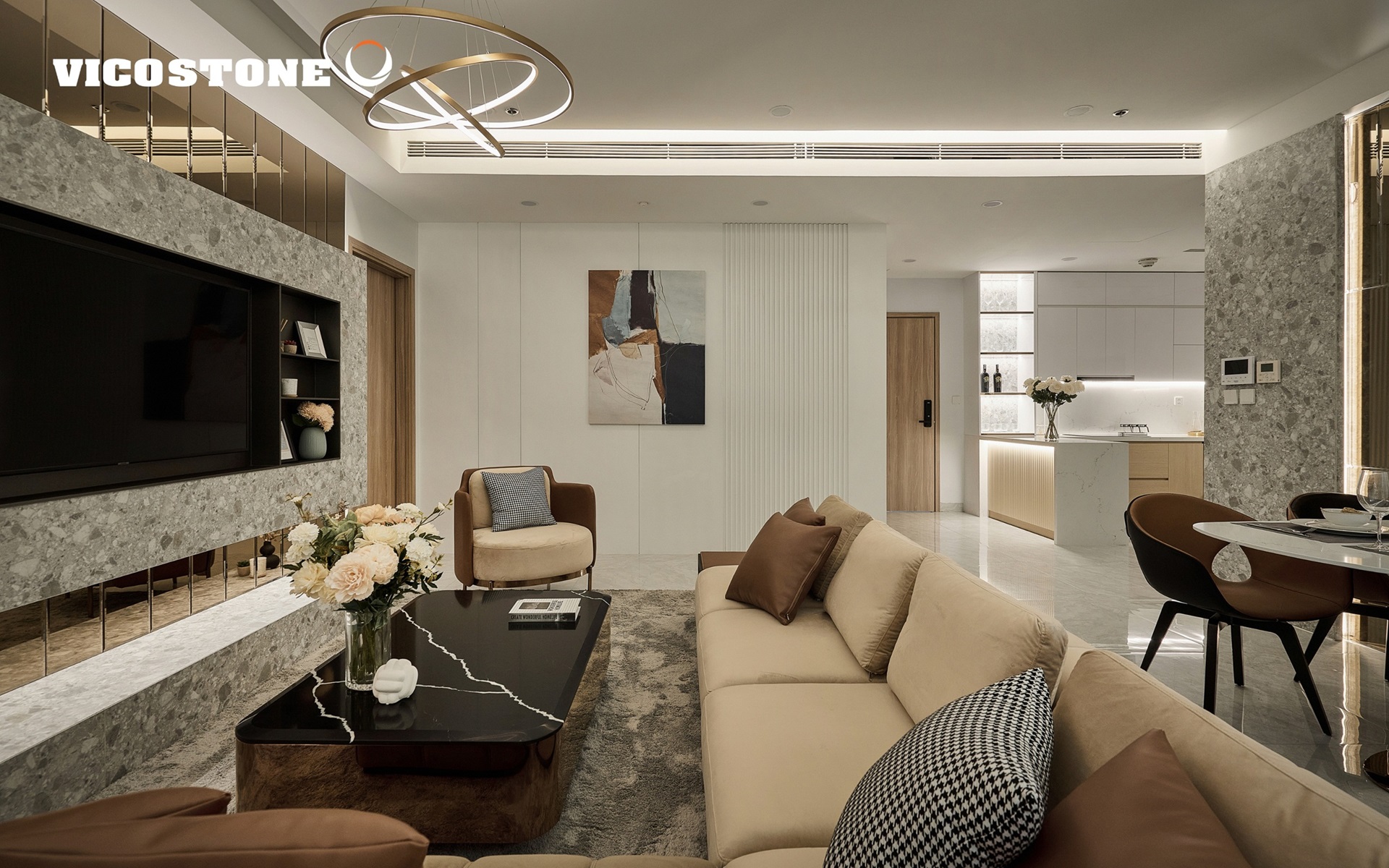 Lavabo sử dụng đá Vicostone Misterio BQ8815 tại Endless Skyline Westlake Hà Nội