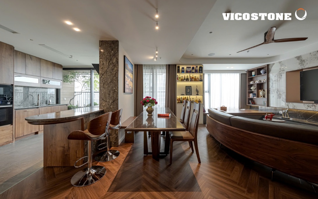 Không gian Duplex Landmark Onsen Ecopark Hưng Yên ứng dụng đá Vicostone BQ8716