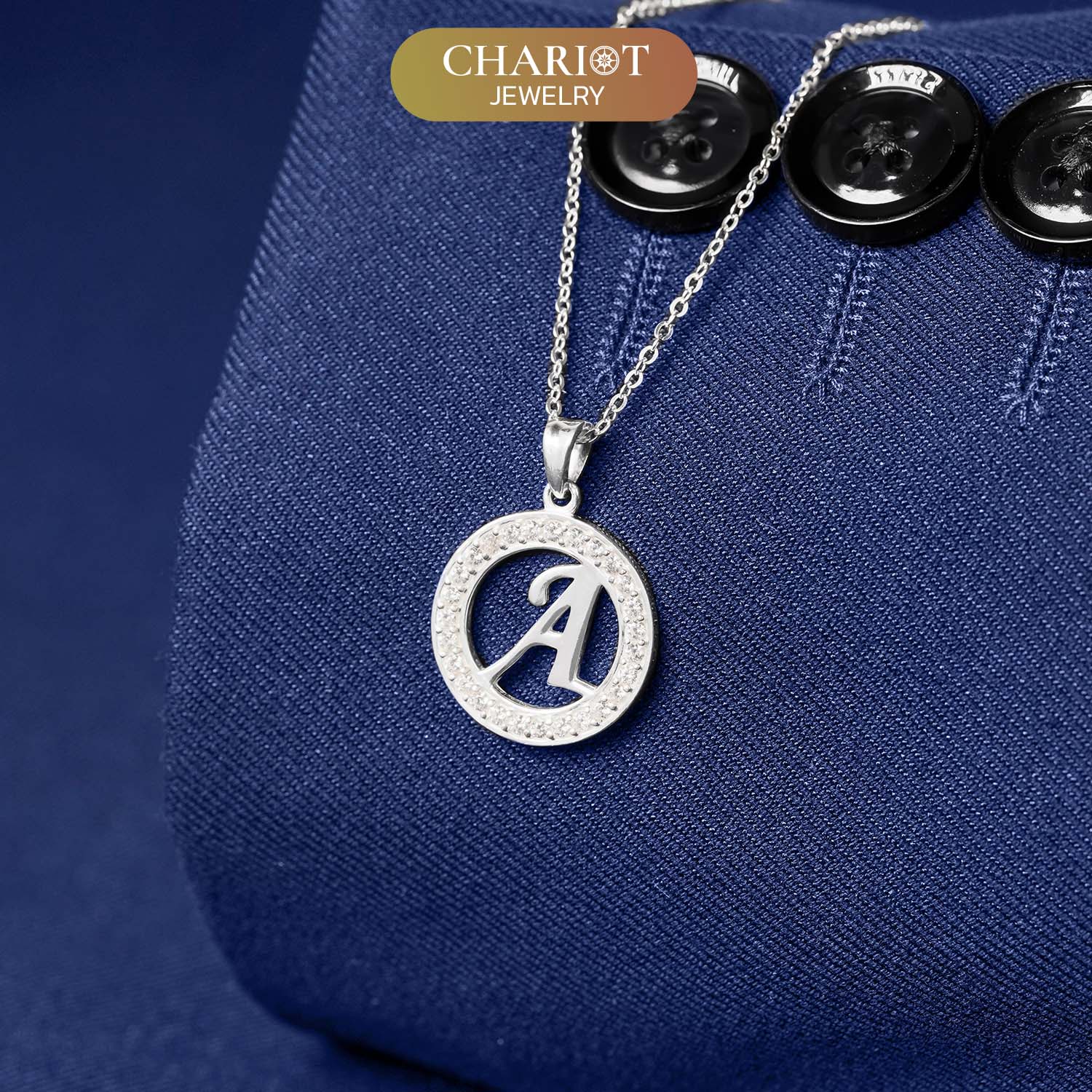 Dây chuyền bạc DCJ42 Vòng tròn và Chữ cái cá nhân hóa s925 ChariotJewelry