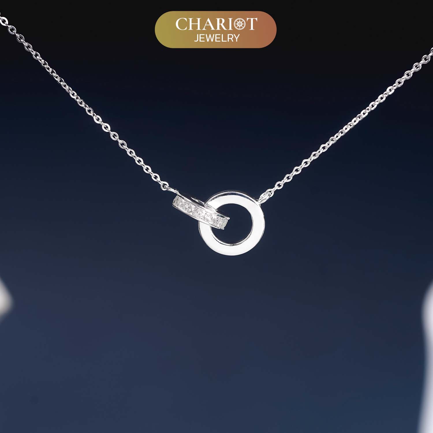 Dây chuyền bạc DCJ44 mặt vòng tròn đôi s925 ChariotJewelry
