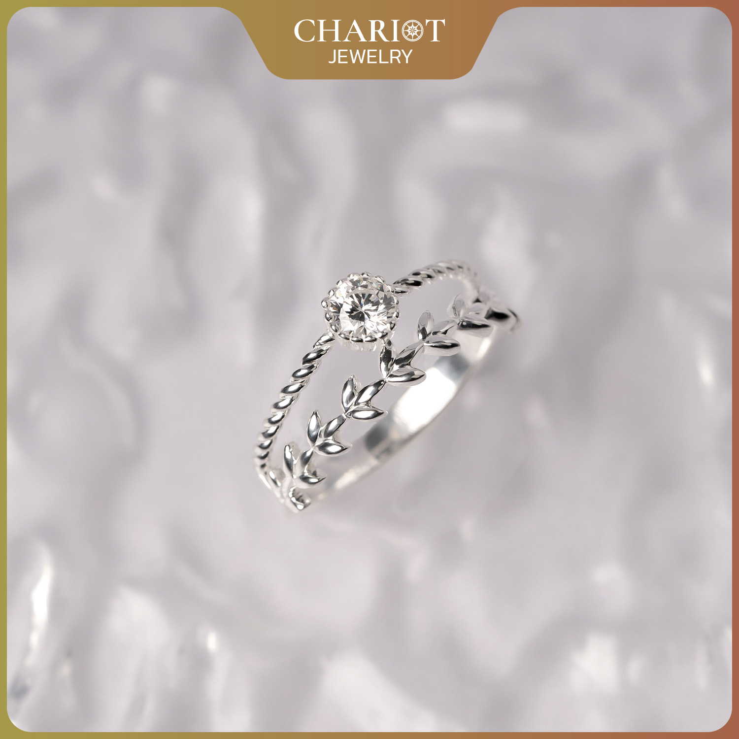 Nhẫn bạc NCJ45 Vòng nguyệt quế, quà tặng sinh nhật dành cho bạn gái ChariotJewelry