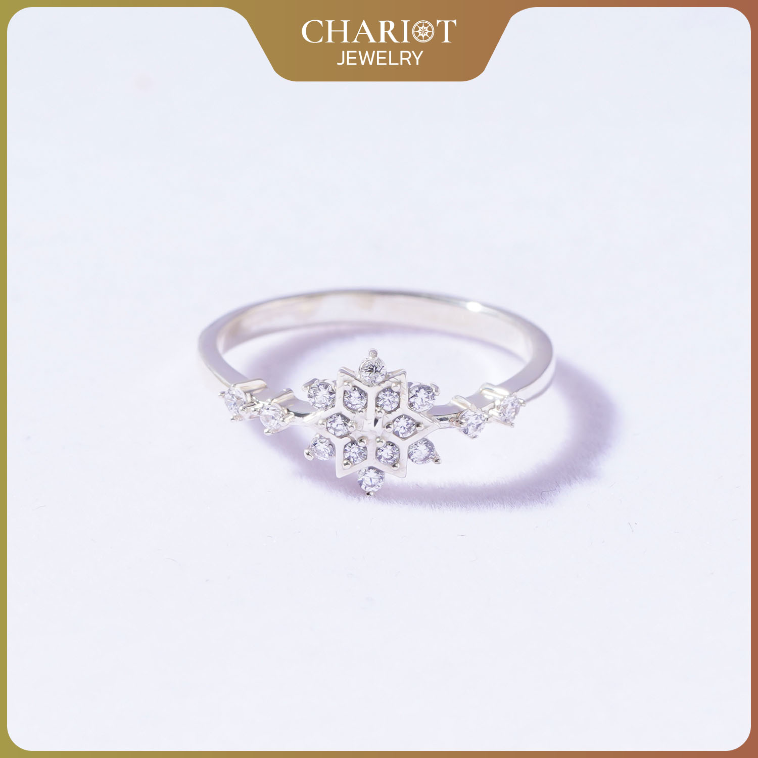Nhẫn bạc NCJ50 Hoa Tuyết ChariotJewelry