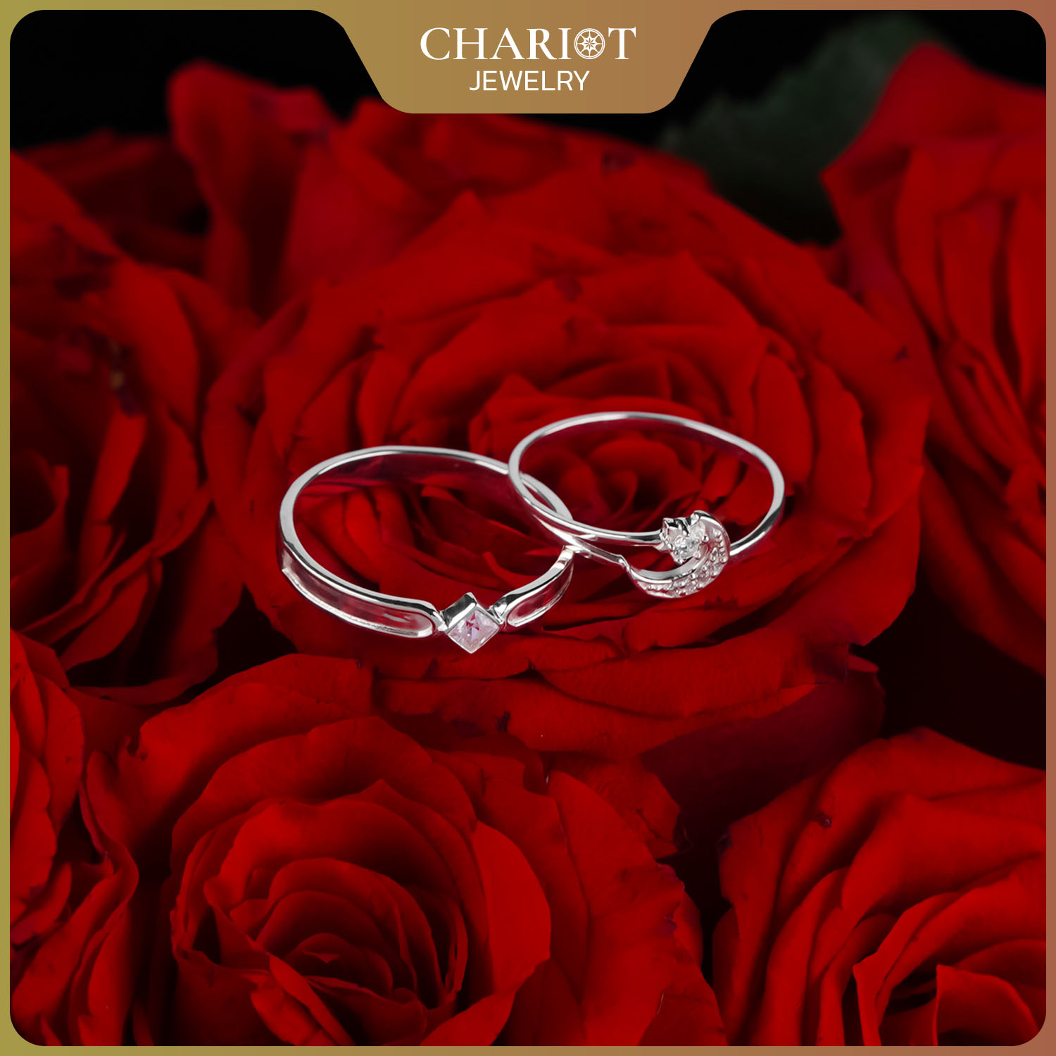 Nhẫn đôi bạc S925 nam nữ NCJ121 Lunar and Stellar, nhẫn couple bạc, quà tặng 8-3 ý nghĩa dành tặng bạn gái, ChariotJewelry