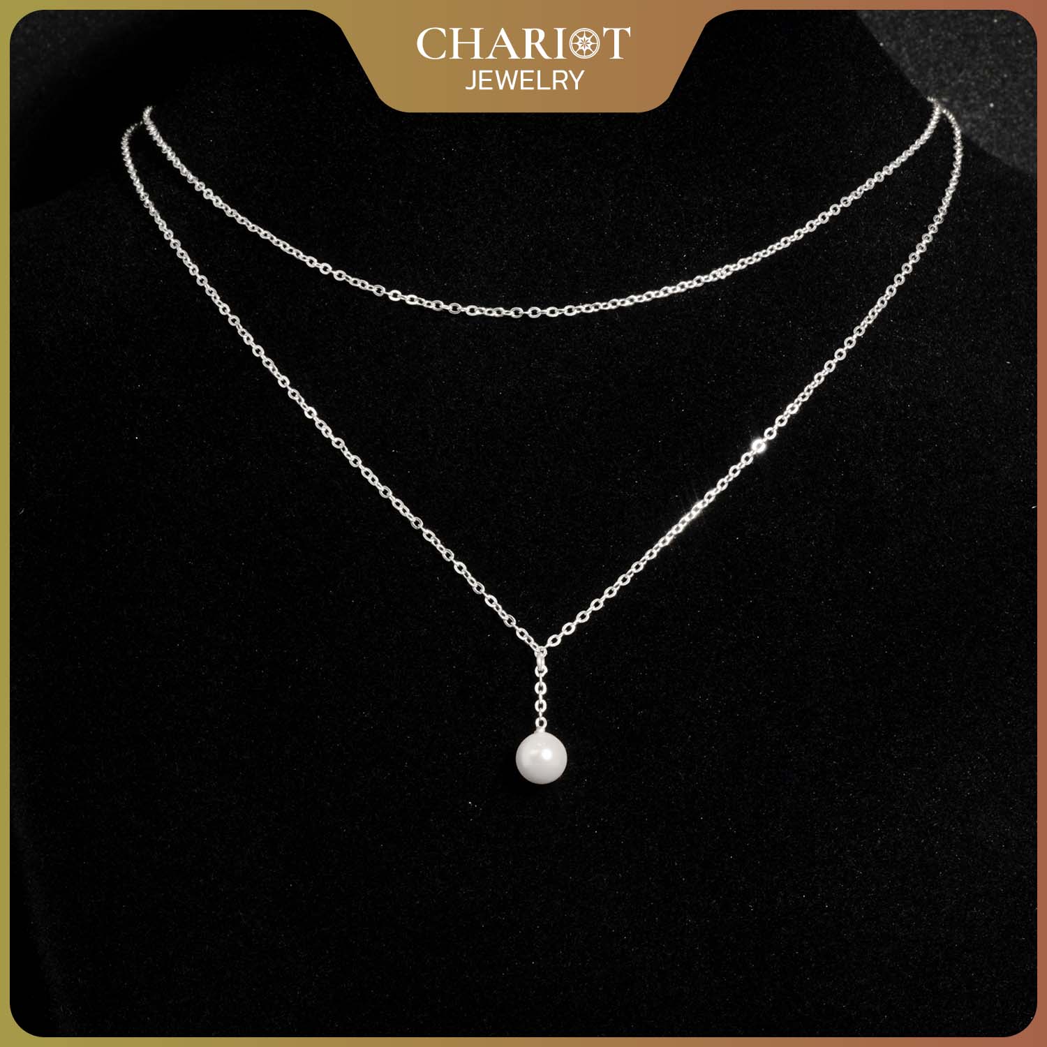 Dây chuyền DCJ82 layer bạc 925 charm ngọc trai ChariotJewelry