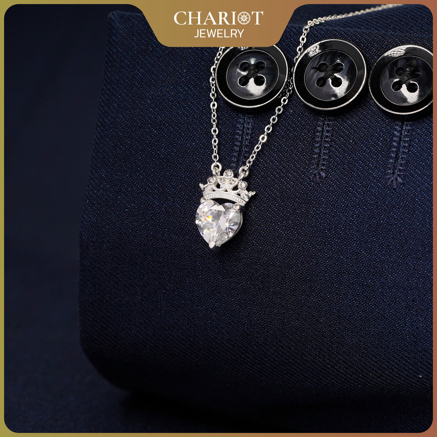 Dây chuyền bạc DCJ65 S925 Queen Heart sang trọng quý phái, quà tặng Valentine ý nghĩa, Chariot Jewelry