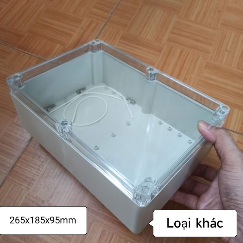 HỘP NHỰA ABS 265x185x95mm NẮP TRONG, lắp được 24 pin 32650 hoặc 12 pin 33140