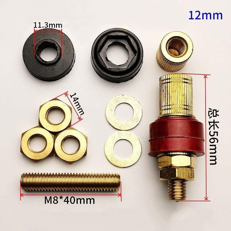 Cặp cọc đồng M6, M8 lắp vỏ acquy, dùng kẹp cá sấu hoặc cos