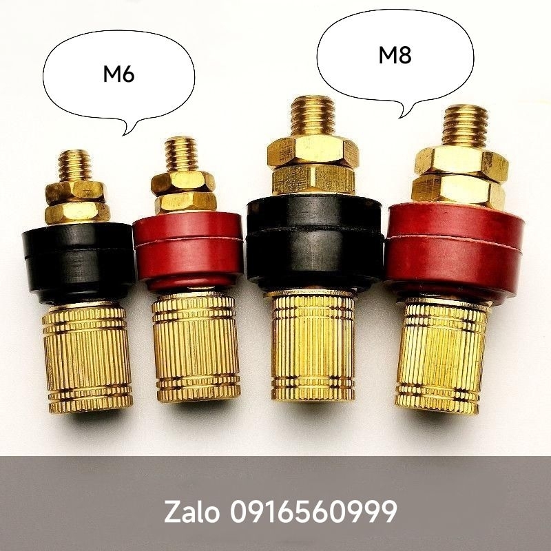 Cặp cọc đồng M6, M8 lắp vỏ acquy, dùng kẹp cá sấu hoặc cos