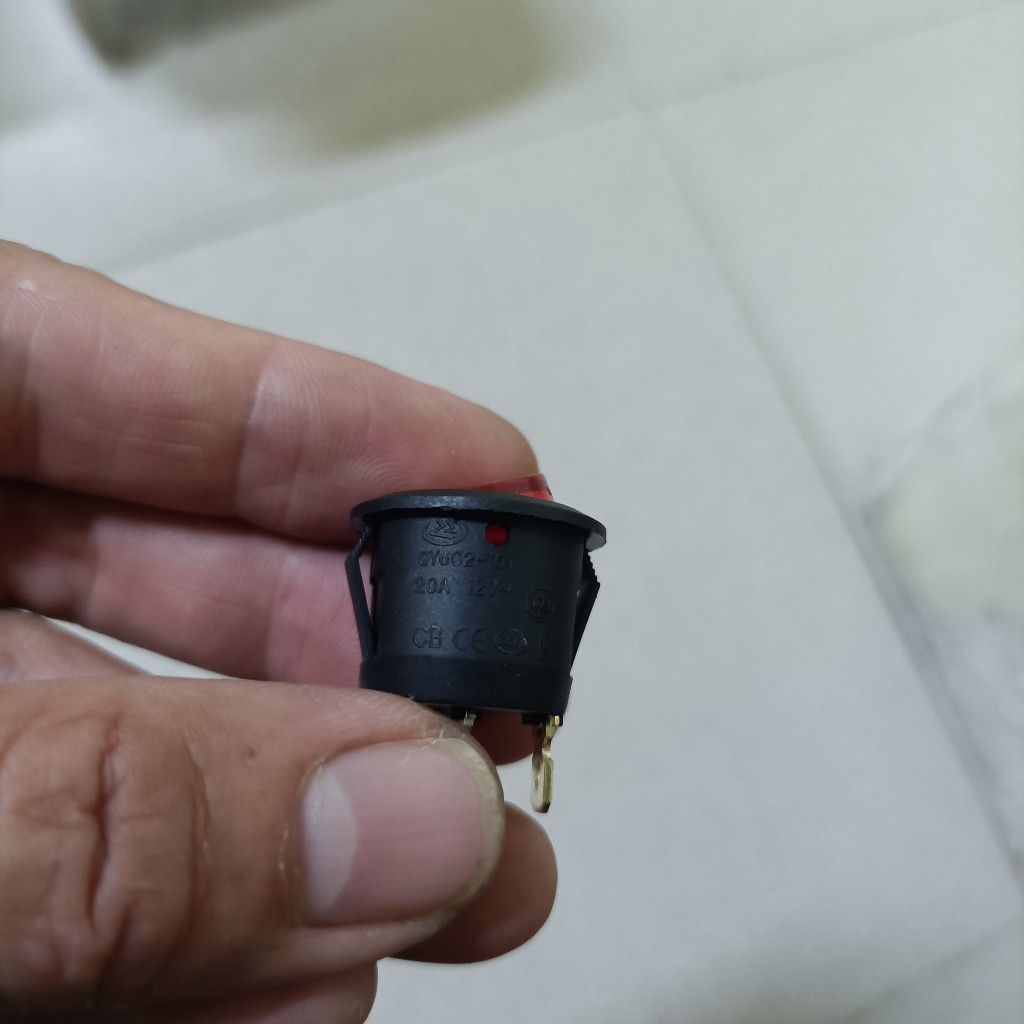 Công tắc bập bênh tròn 19mm, có đèn báo, điện áp 12VDC
