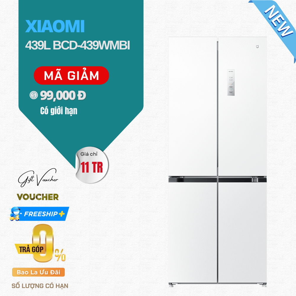 Tủ Lạnh Xiaomi Mijia 439L BCD-439WMBI 4 Cánh - Ngăn Đông Mềm, Mặt Đá Nhám