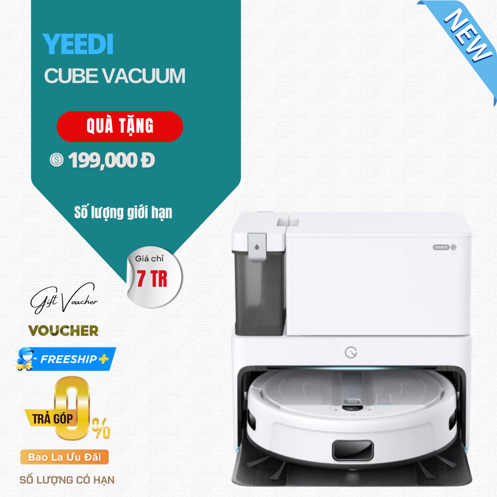 Robot Hút Bụi Lau Nhà Yeedi Cube 5300 Pa Lau Rung - Kết Nối App