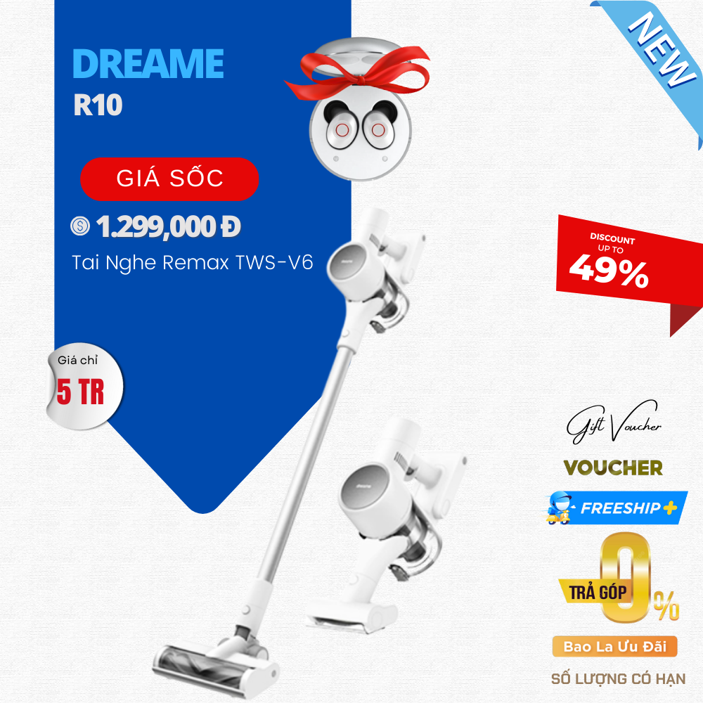 Máy Hút Bụi Không Dây Dreame R10 Lực Hút 20.000 Pa - Bản Quốc Tế