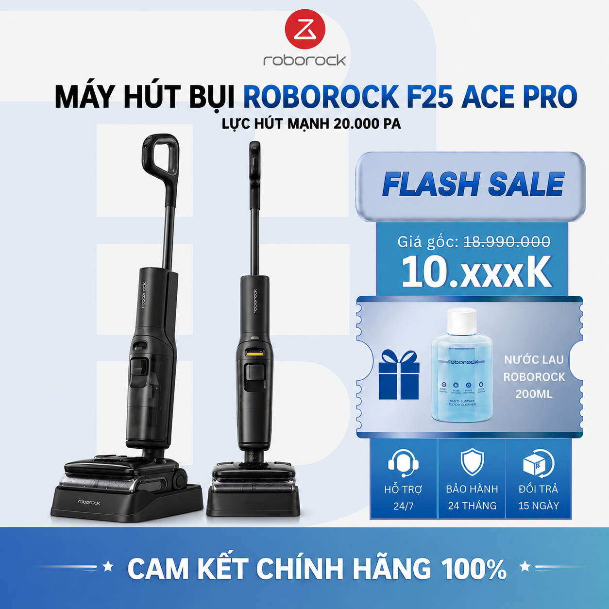 Máy Hút Bụi Lau Nhà Roborock F25 ACE Pro | Lực Hút 20.000 Pa