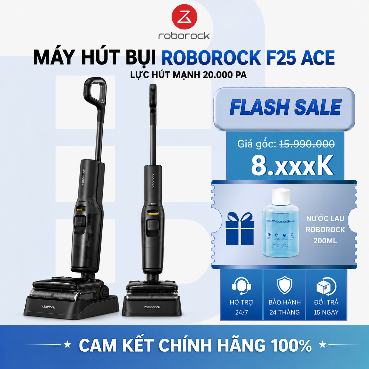 Máy Hút Bụi Lau Nhà Roborock F25 ACE | Lực Hút 20.000 Pa