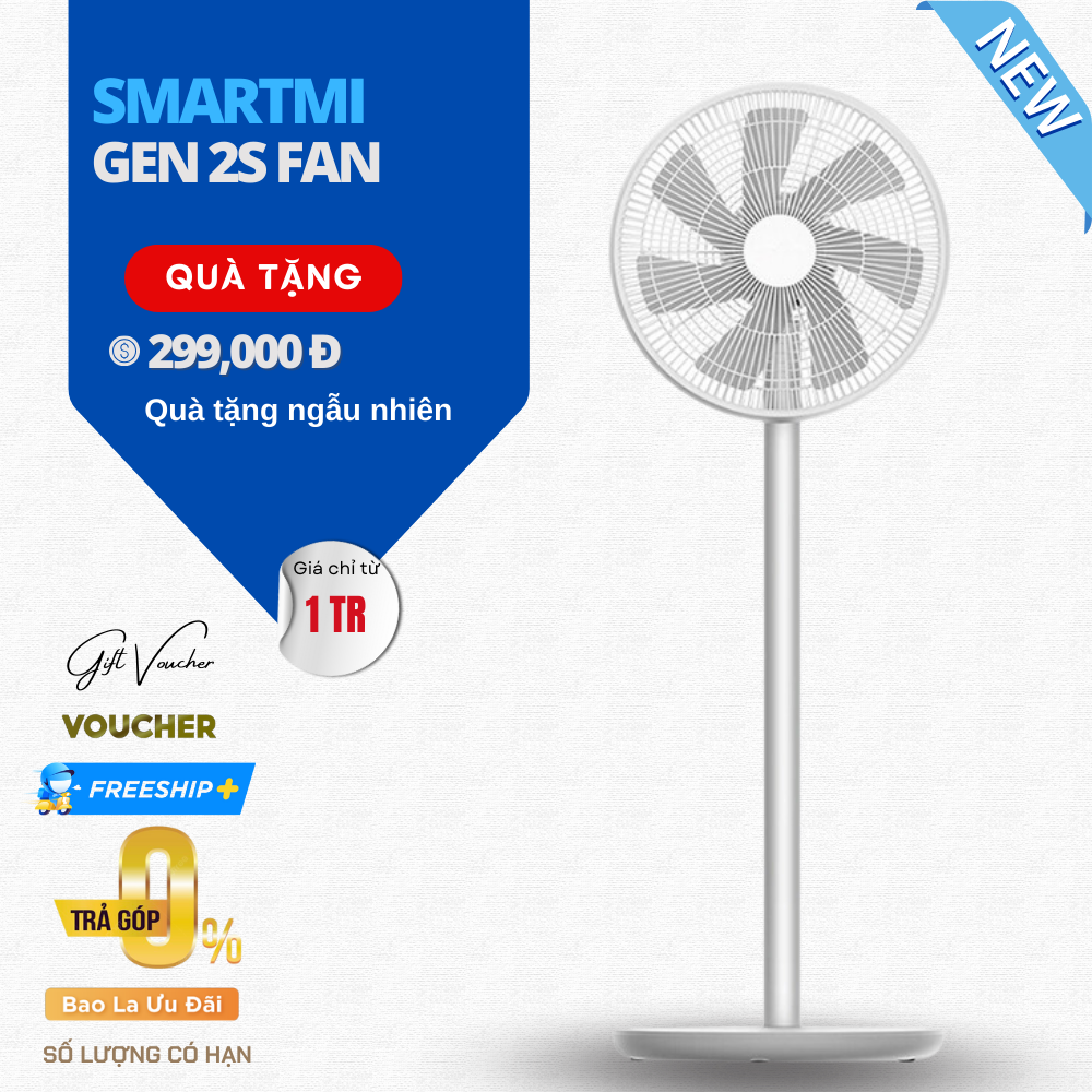 Quạt Tích Điện Không Dây Smartmi Gen 2S Sử Dụng 8 Giờ Liên Tục 100 Tốc Độ Gió Quạt Siêu Êm Có Remote Kết Nối App Thông Minh Công Suất 32 W- Hàng Chính Hãng