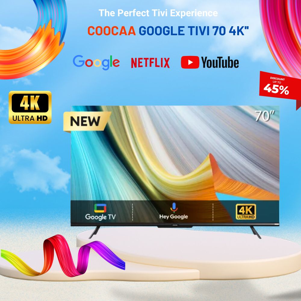 Google Tivi Coocaa 4K 70 Inch 70Y72 Phân Giải 4K - Hàng Chính Hãng