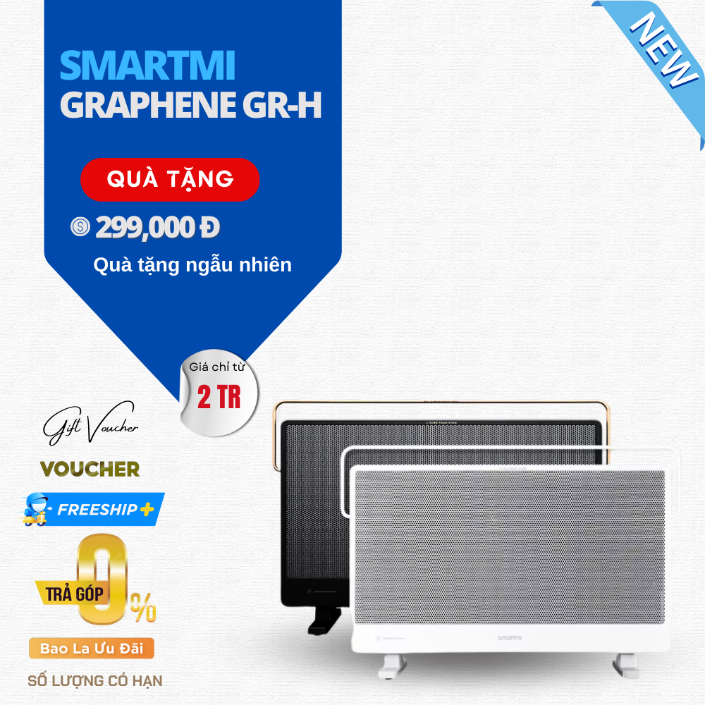 Máy Sưởi Smartmi Graphene GR-H Thông Minh 3 Mức Nhiệt Độ Kháng Nước IPX4 Kết Nối App Mihome Công Suất 2200 W - Hàng Nhập Khẩu