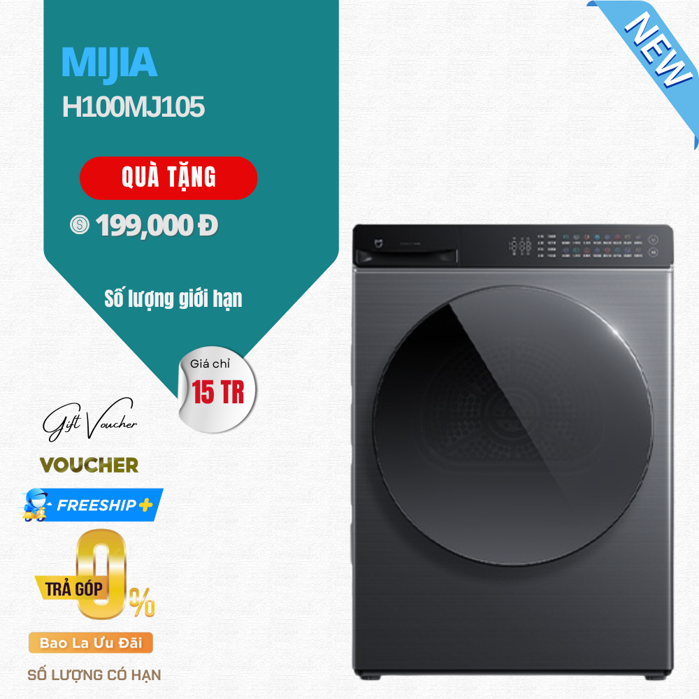 Máy Sấy Xiaomi Mijia H100MJ105 Titanium 10Kg, Sấy Bơm Nhiệt