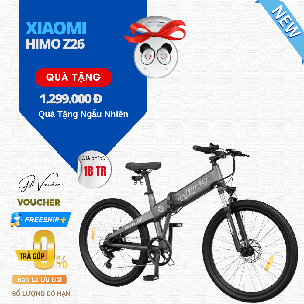 Xe Đạp Điện Trợ Lực Điện Xiaomi HIMO Z26 Pin Sử Dụng 80 Km, Tốc Độ 25 Km/giờ, Momen Xoắn 7 Cấp, Phanh Cảm Biến Ngắt Điện, Công Suất 250W - Hàng Chính Hãng