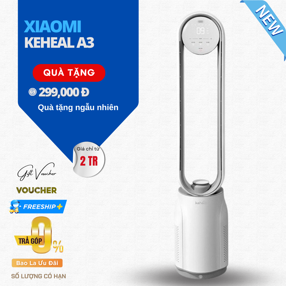 Quạt Không Cánh Xiaomi Keheal A3 Kiêm Lọc Không Khí, Khử Khuẩn Ion