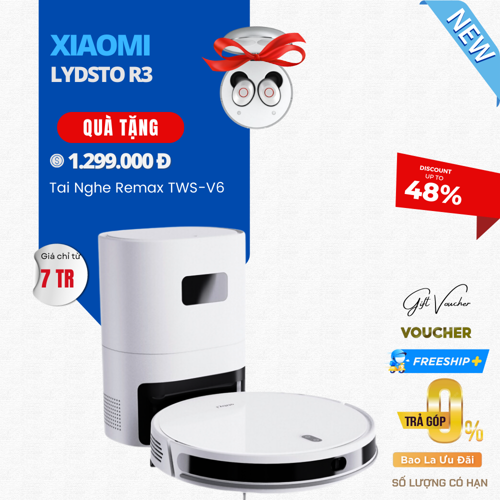 Robot Hút Bụi Lau Nhà Xiaomi Lydsto R3 Đổ Rác Tự Động Khử Trùng Ozon Diệt Khuẩn Lực Hút 3.000 Pa - Hàng Chính Hãng