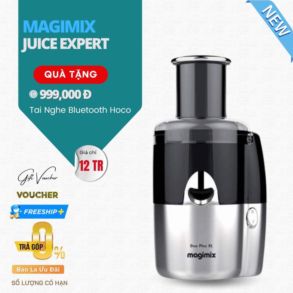 Máy Ép Chậm Kết Hợp Vắt Cam Làm Lạnh Kiêm Thái Lát Rau Củ Quả Magimix Juice Expert 3 Cao Cấp Có Lọc Cặn Sản Xuất Tại Pháp, Dung Tích 400 ML Công Suất 400 W - Nhập Khẩu Đức
