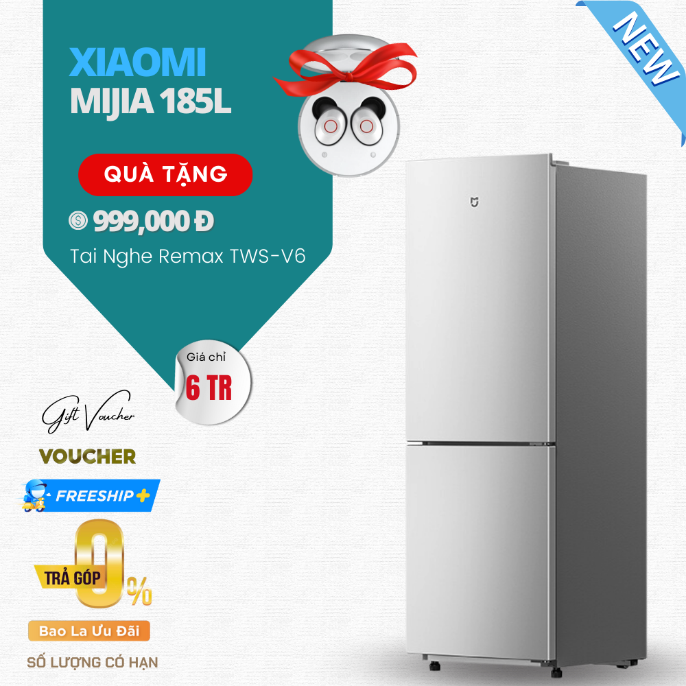 Tủ Lạnh Hai Cánh Xiaomi Mijia 185L – Siêu Tiết Kiệm Điện Tự Động Bù Nhiệt Độ, Tiết Kiệm Điện - Hàng Nhập Khẩu