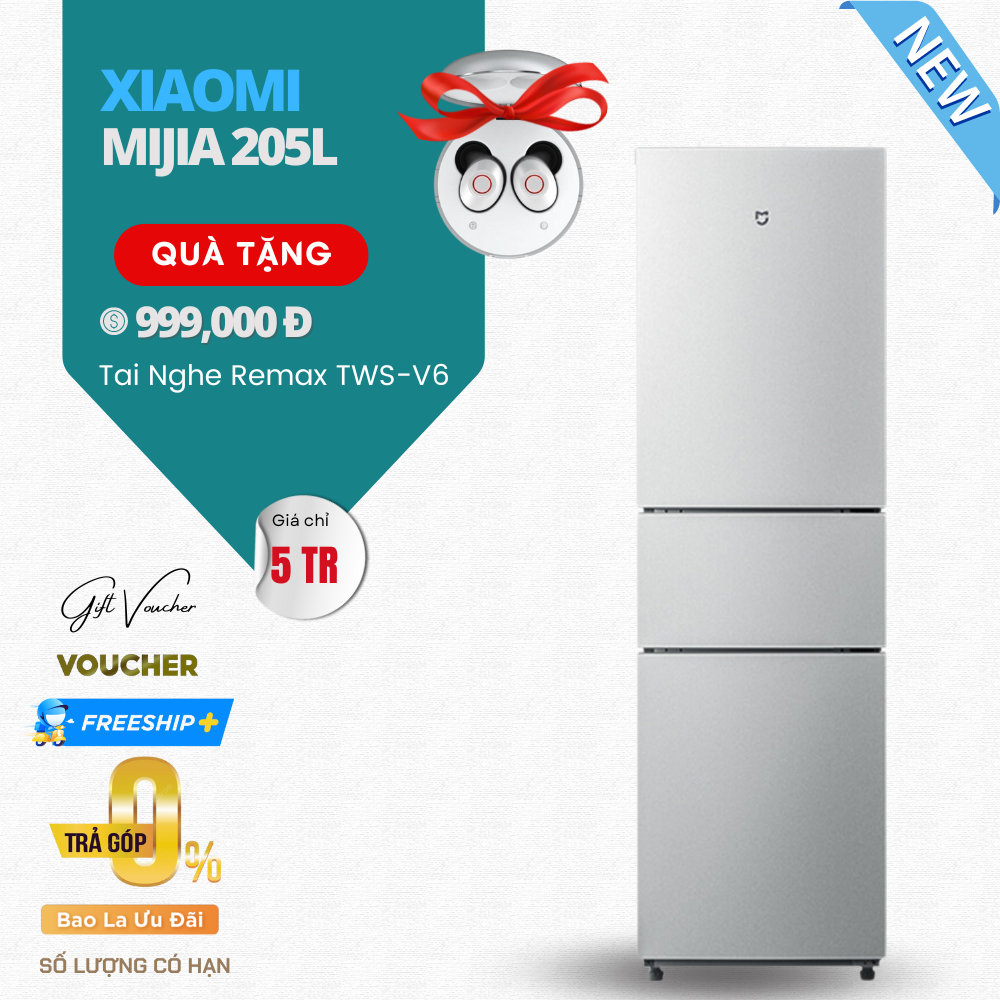 Tủ Lạnh Xiaomi Mijia 215L BCD-215MDM 3 Cánh, Ngăn Đông Mềm