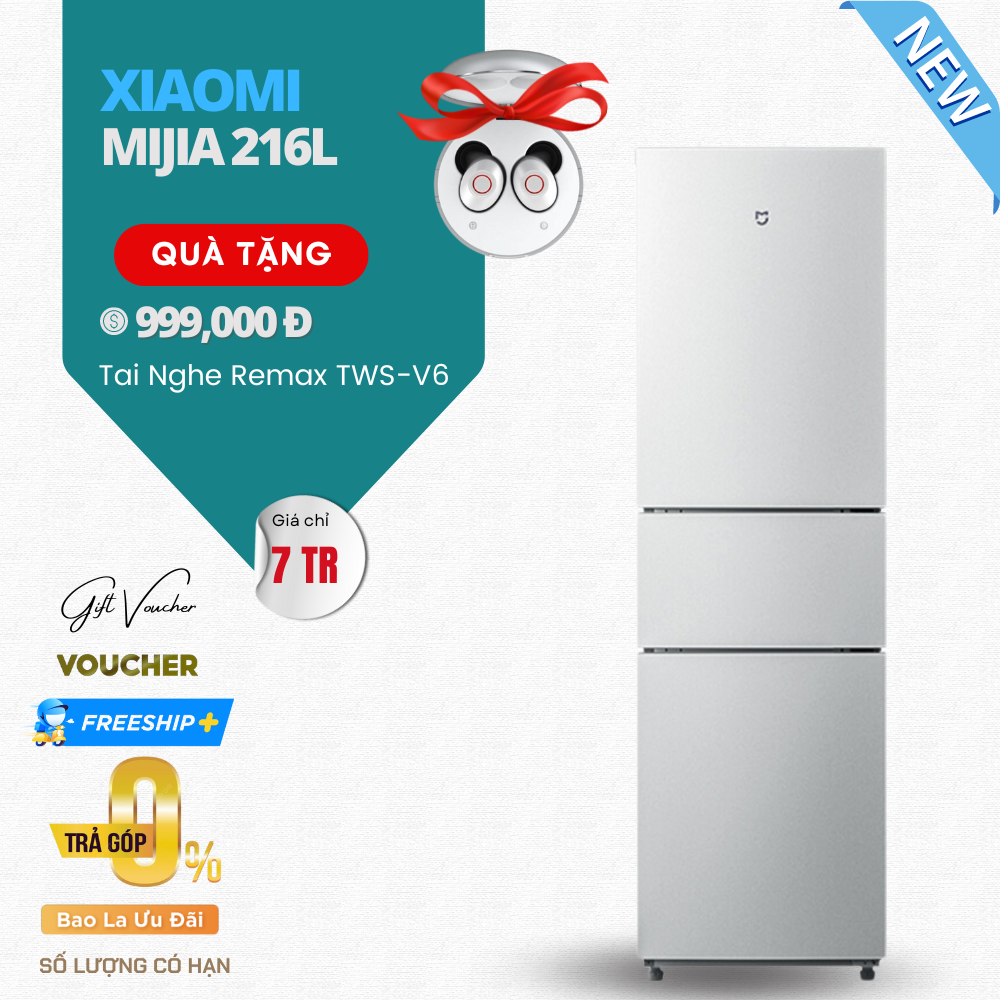 Tủ Lạnh Xiaomi Mijia 216L BCD-216WMD 3 Cánh, Ngăn Đông Mềm