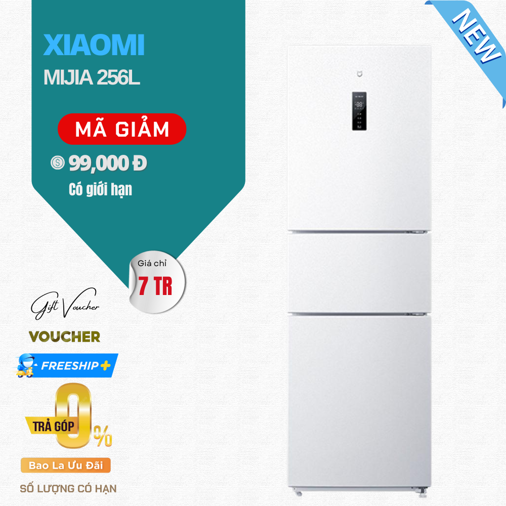 Tủ Lạnh Xiaomi Mijia 256L BCD-256WMSA 3 Cánh, Tiết Kiệm Điện