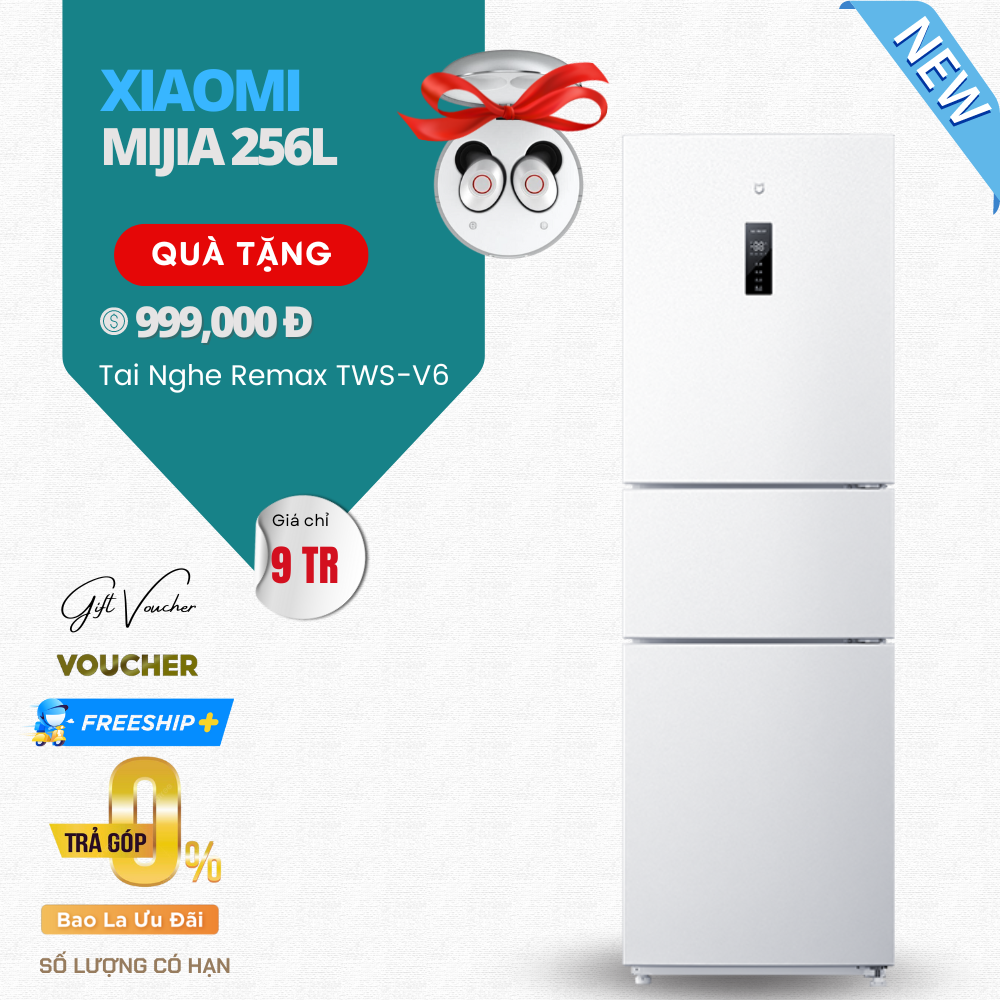 Tủ Lạnh Xiaomi Mijia 256L BCD-256WMSA 3 Cánh, Tiết Kiệm Điện