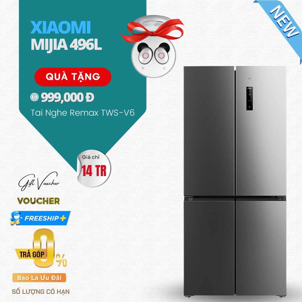 Tủ Lạnh Xiaomi Mijia 496L 4 Cánh – Siêu TIết Kiệm Điện Có Ngăn Đông Mềm, Khử Khuẩn 99,99%, Tiết Kiệm Điện Kết Nối App Xiaomi - Hàng Nhập Khẩu