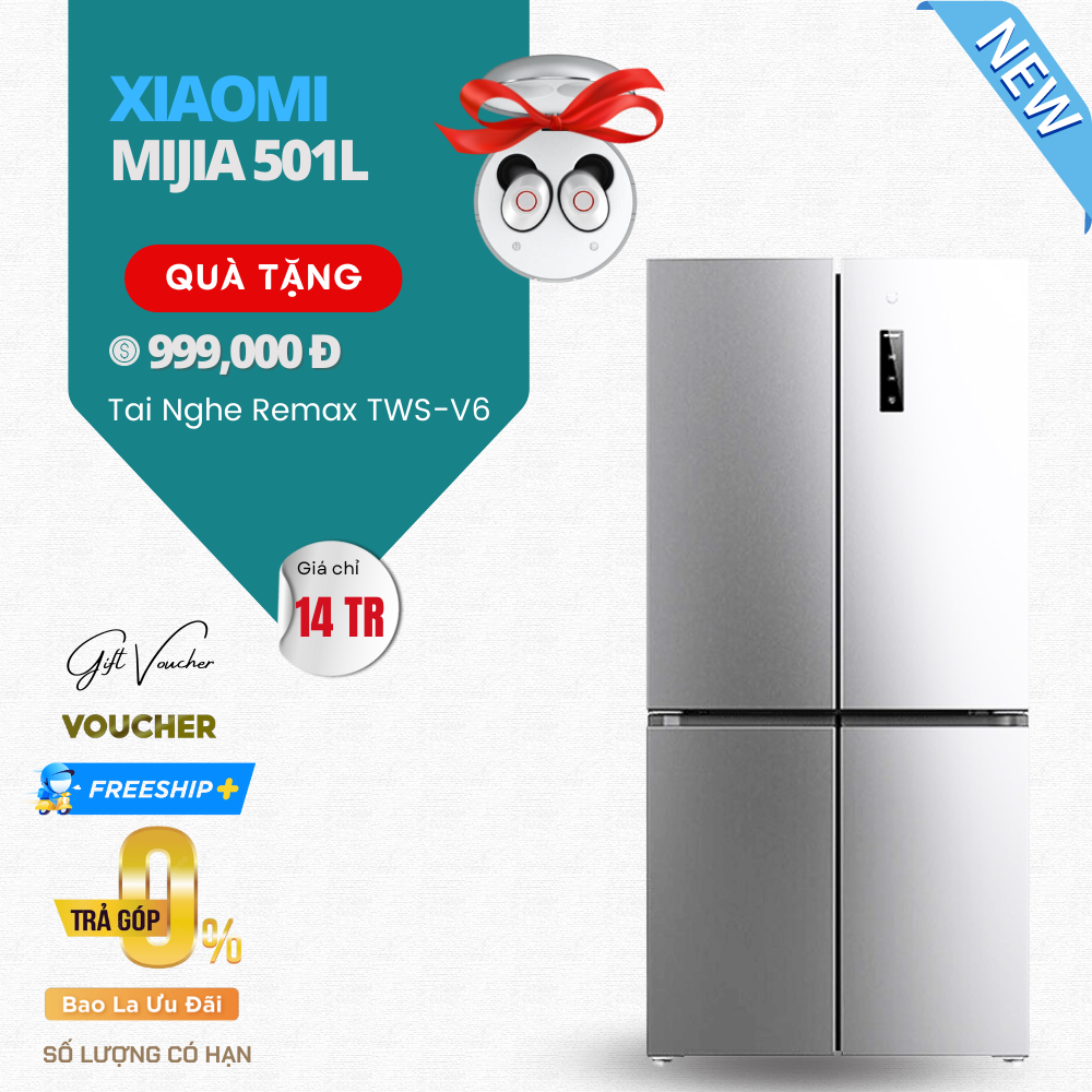 Tủ Lạnh Xiaomi Mijia 501L 4 Cánh - Màu Bạc Ánh Kim