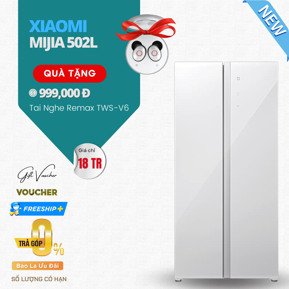 Tủ Lạnh 2 Cánh Xiaomi Mijia 502L – Phiên Bản Kính Pha Lê, Có Ngăn Đông Mềm - Hàng Nhập Khẩu