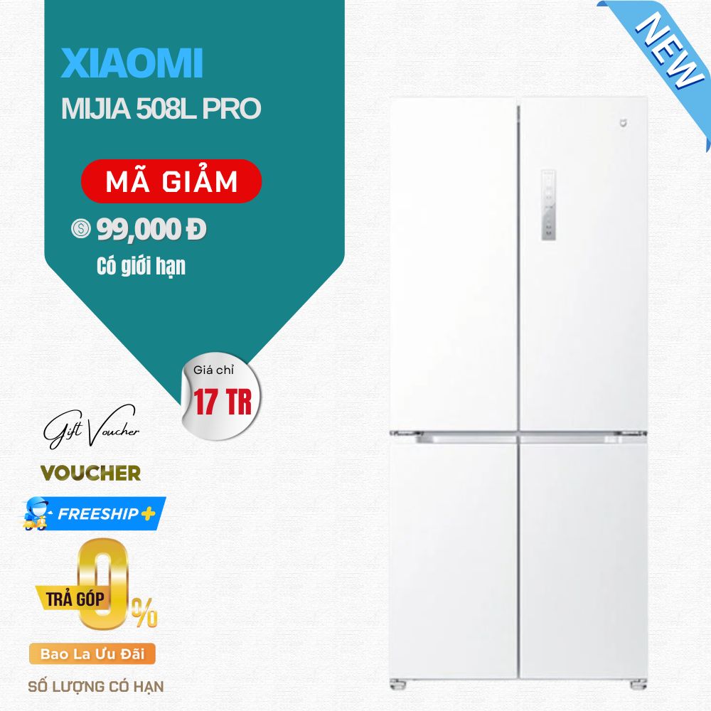 Tủ Lạnh Xiaomi Mijia 508L Pro BCD-508WTGBIA 4 Cánh – Bản Pha Lê Trắng, Đông Lạnh Sâu -30°C