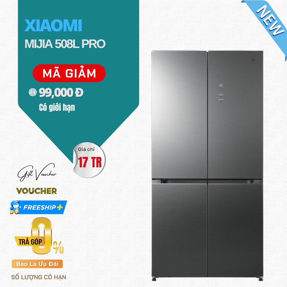 Tủ Lạnh Xiaomi Mijia 508L Pro 2025 BCD-508WTGBI 4 Cánh – Đá Pha Lê, Làm Lạnh Kép Độc Lập