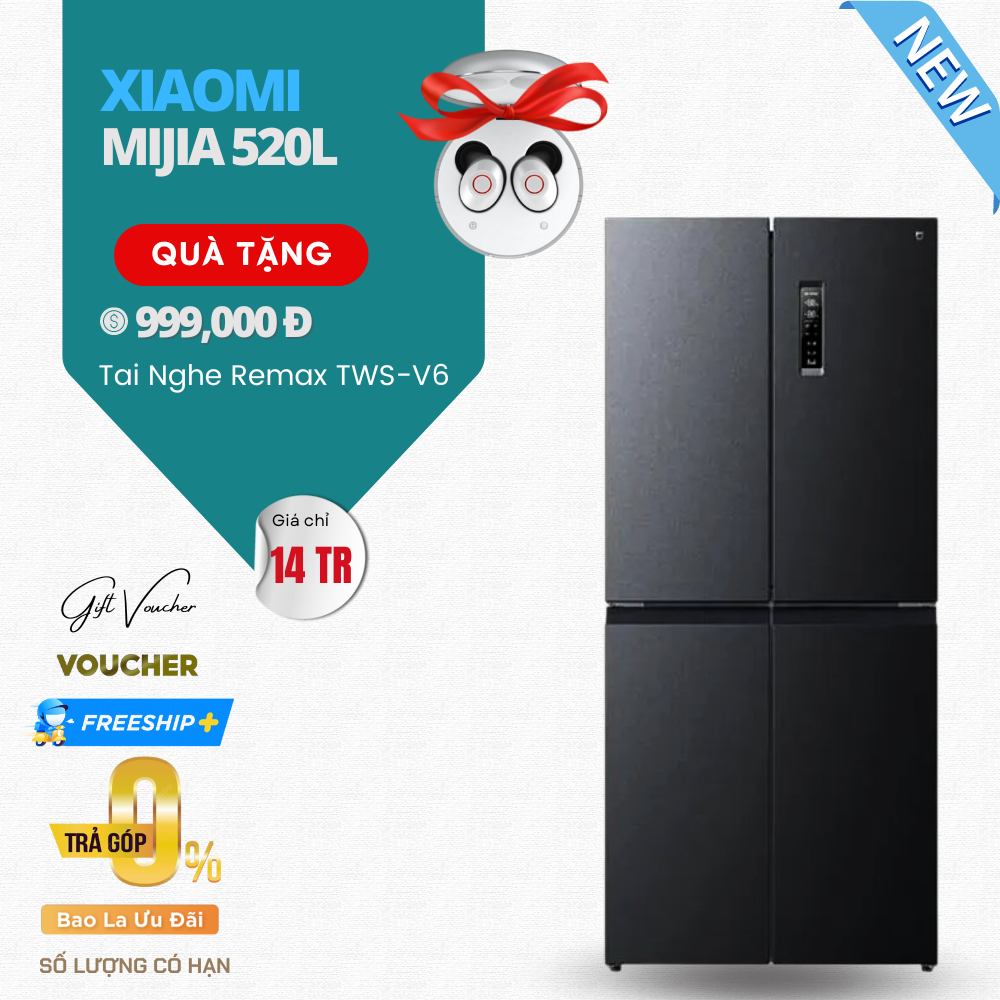 Tủ Lạnh Xiaomi Mijia 520L 4 Cánh – Siêu Mỏng, 18 Ngăn Chứa