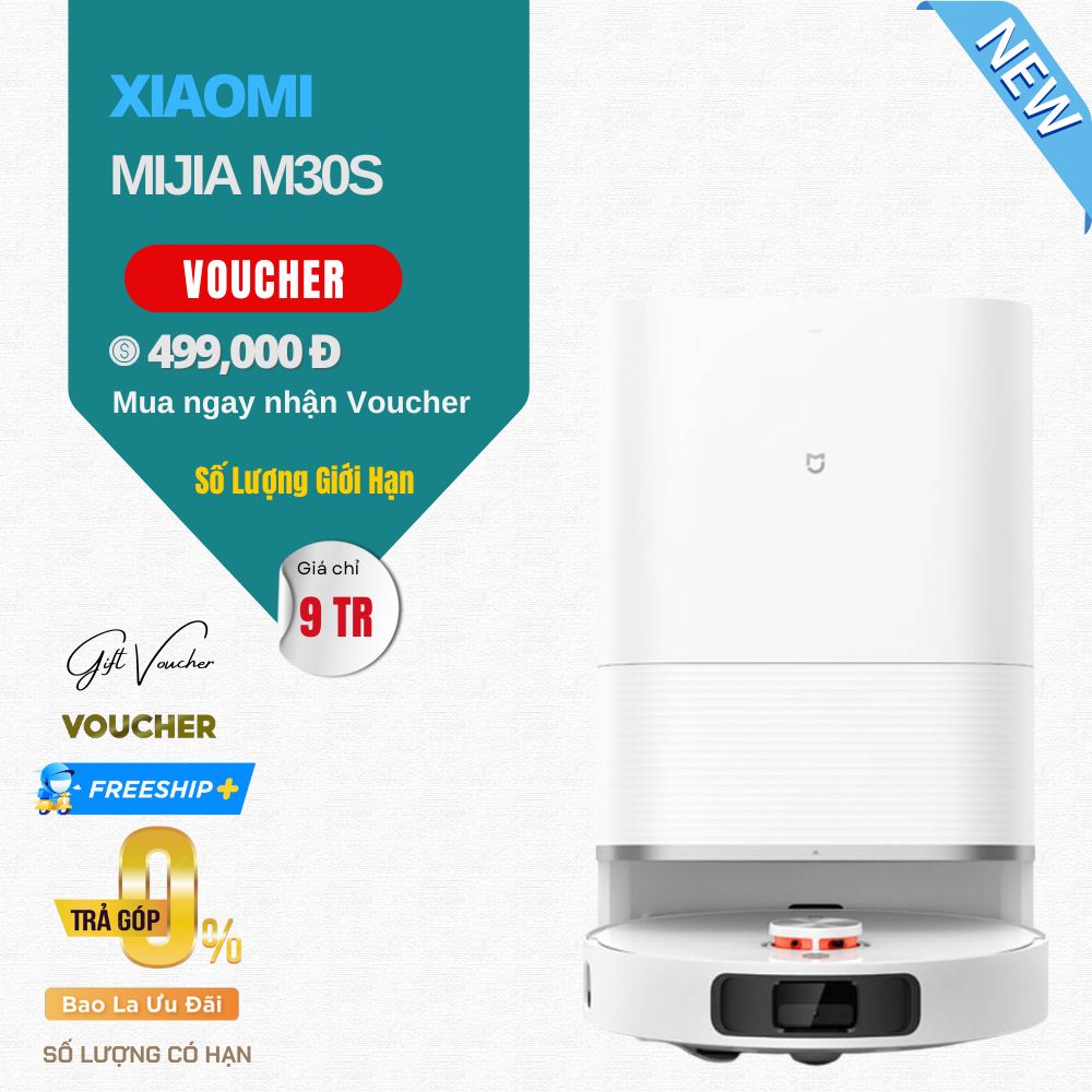 Robot Hút Bụi Lau Nhà Xiaomi Mijia M30s Xòe Giẻ Lực Hút 7.300 Pa - Bản Nội Địa