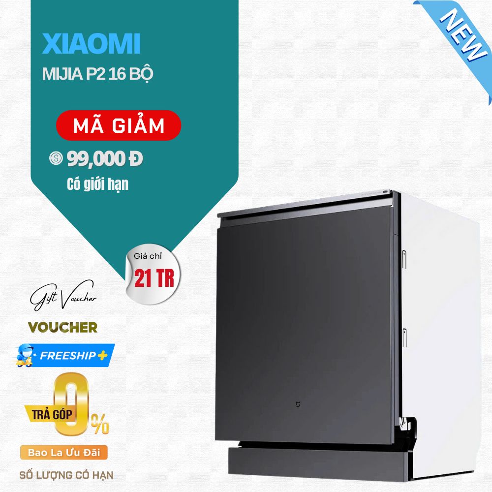 Máy Rửa Bát Xiaomi Mijia P2 16 Bộ Rửa Phân Tầng 5 Lớp, Khử Khuẩn - Nhập Khẩu