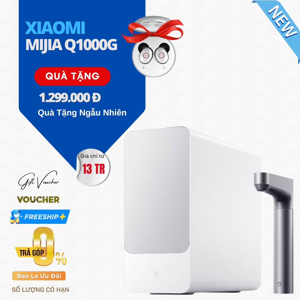 Máy Lọc Nước Xiaomi Mijia Q1000G - Kết Nối App Lọc RO Uống Trực Tiếp Nóng Lạnh 6 Lõi Lọc - Hàng Nhập Khẩu