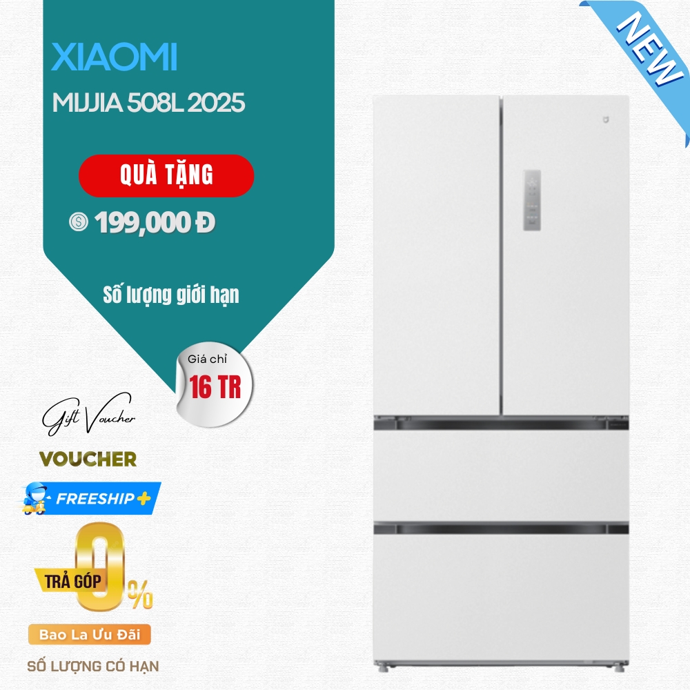 Tủ Lạnh Xiaomi Mijia 508L Kiểu Pháp Màu Trắng Model 2025