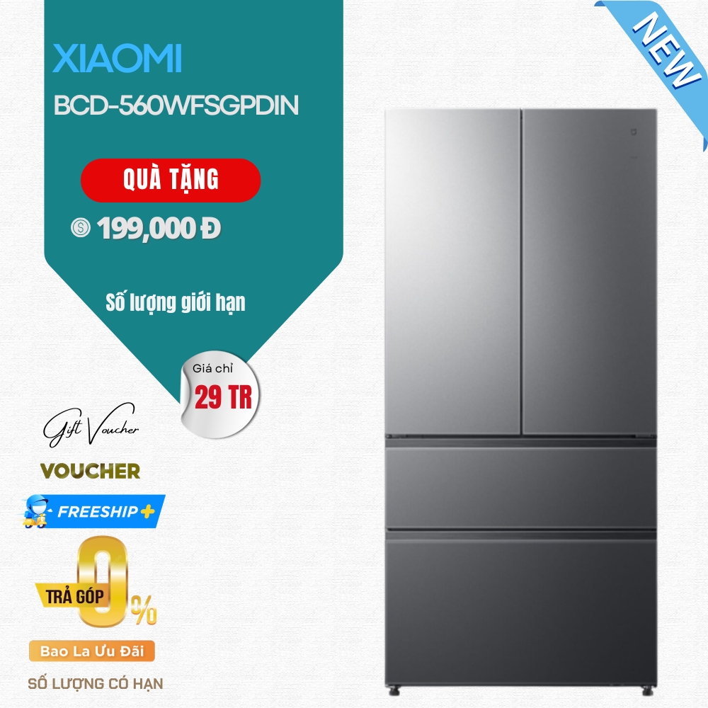 Tủ Lạnh Xiaomi Mija 560L 2026 BCD-560WFSGPDIN Làm Lạnh Kép - Làm Đá Tự Động