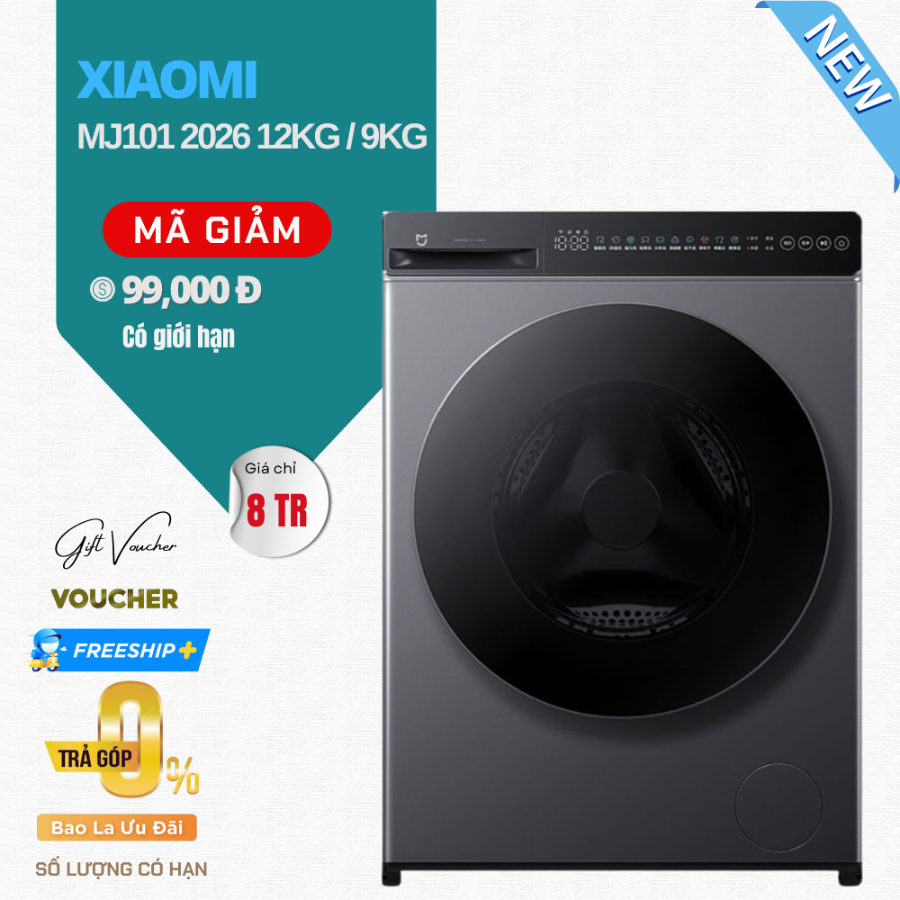 Máy Giặt Xiaomi Mija 2026 MJ101 Giặt 12kg Sấy 9kg 26 Chế Độ Giặt