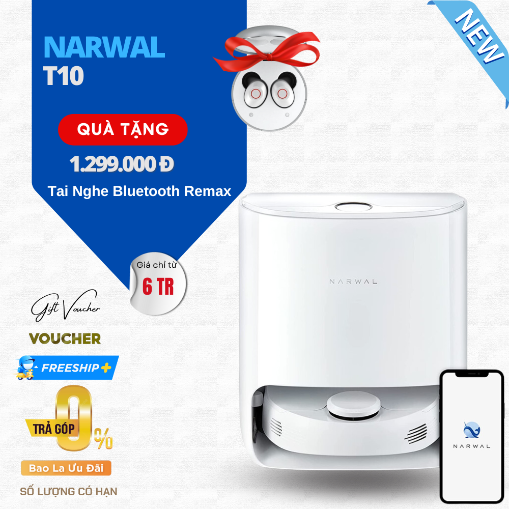 Robot Hút Bụi Lau Nhà Narwal T10 Tự Giặt Giẻ Lau - Kết Nối App