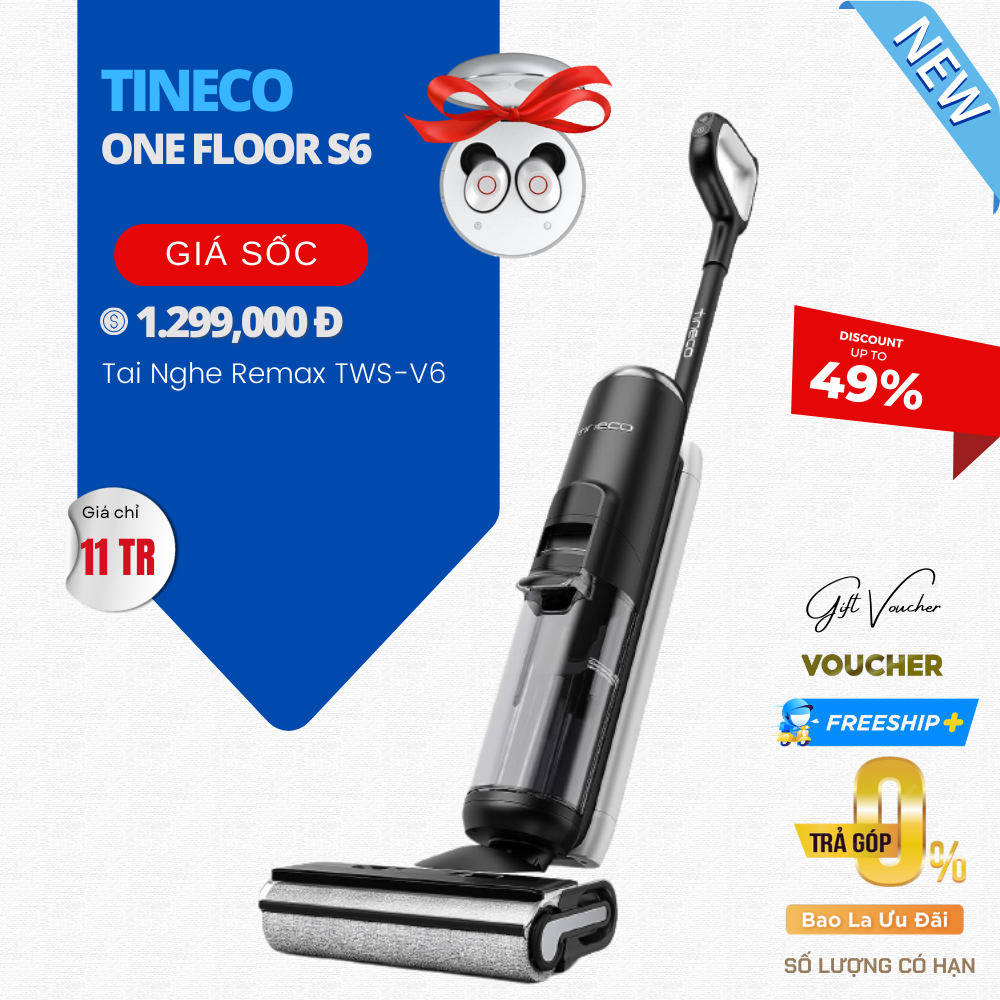 Tineco Floor One S6 Lực Hút 12.000 Pa - Bản Quốc Tế