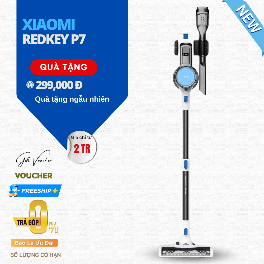 Máy Hút Bụi Xiaomi Redkey P7 Lực Hút 22.000 Pa Công Suất 250 W - Hàng Chính Hãng
