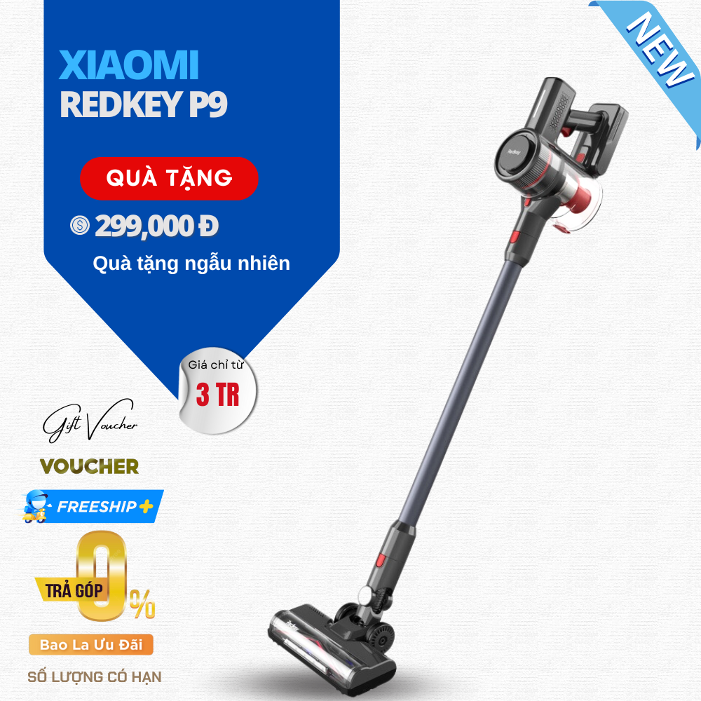 Máy Hút Bụi Xiaomi Redkey P9 - Pin Rời Lực Hút 30.000 Pa - Hàng Chính Hãng