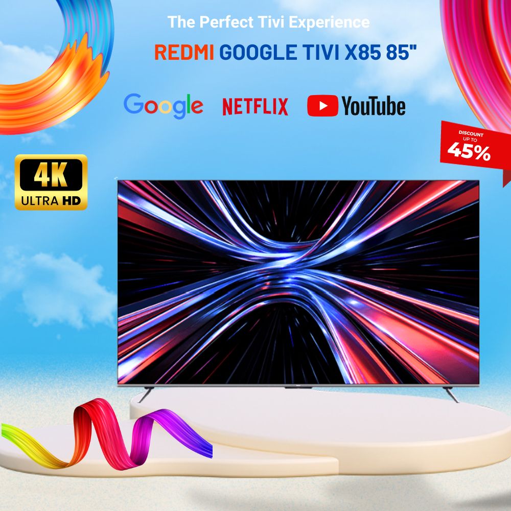 Tivi Thông Minh Xiaomi Redmi Smart TV X85 85 inch Siêu Mỏng – Màn Hình Phân Giải 4K UHD Kết Nối Internet Mạng LAN - Bản Nhập Khẩu